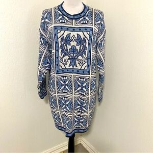 Yarn Works Vintage Women Aztec Sweater Dress Made USA 100% Cotton Size Large